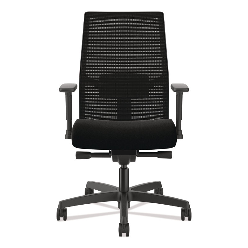 HON  Ignition 2.0 4-Way Stretch Mid-Back Mesh Task Chair, Adjustable Lumbar Support, Black