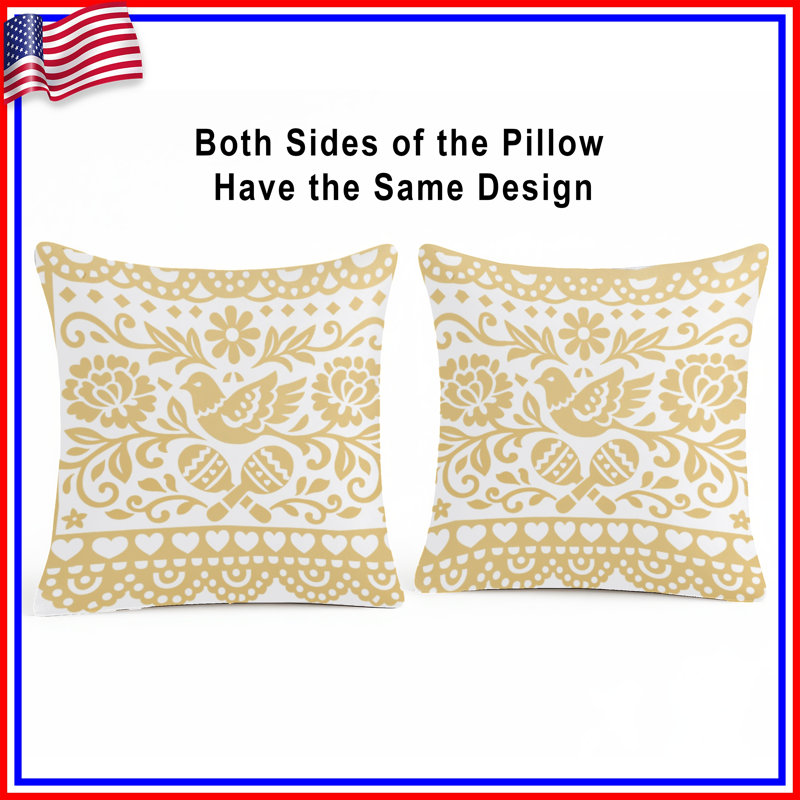 Decorative Papercut Art Reversible Throw Pillow, 14 x 14 inches