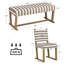 Ensemble de salle à manger rembourré moderne à rayures avec 2 chaises et un banc de 41 po - Bois massif, sièges rembourrés confortables pour la cuisine (ensemble de 3)-1812765963-1812765964