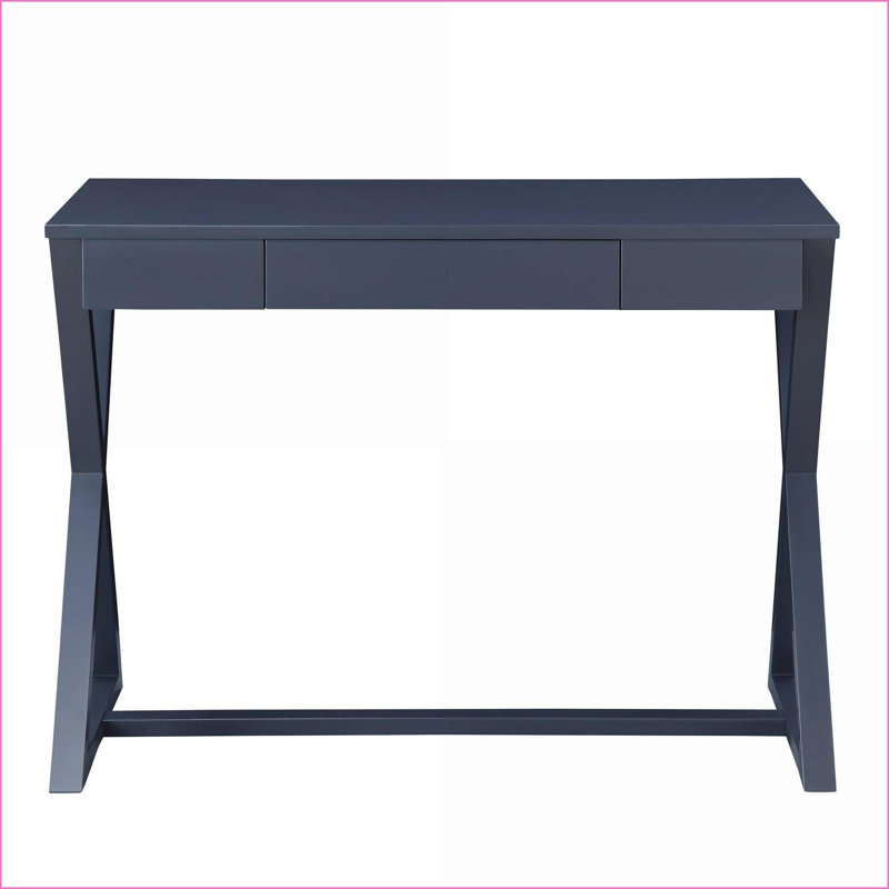 Table basse gris anthracite avec base en bois en forme de X - 1 tiroir pour le rangement, fabrication en queue d'aronde durable