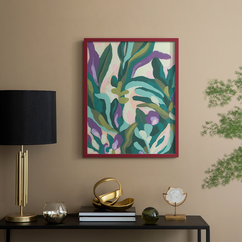 Jungle Wave II, reproduction encadrée - bois massif, H 21 po x l 17 po, Rouge