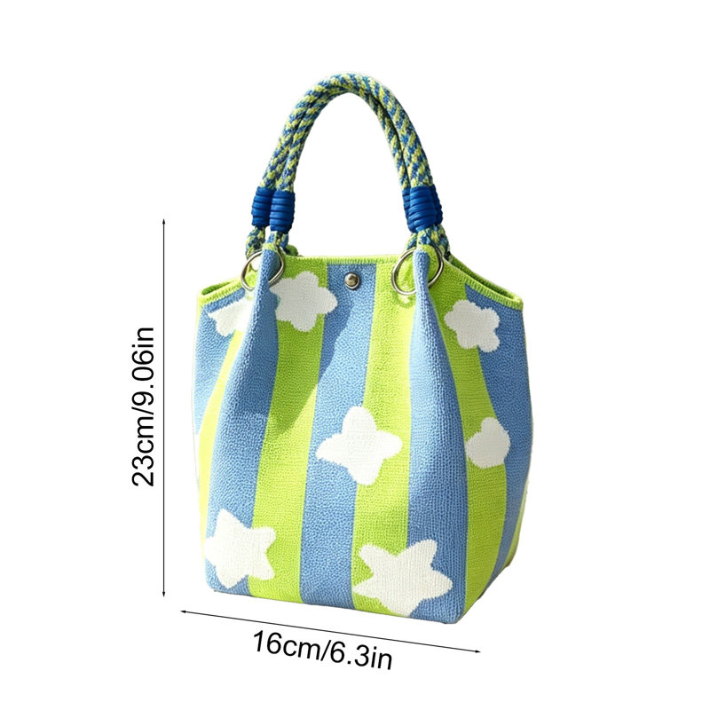 Sac de rangement en plastique, sac à main à motif étoiles, sac à main tricoté, sac à main léger et élégant, sac à main pour les déplacements quotidiens, petit sac de rangement