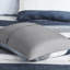 Édredon douillet avec draps en microfibre bleu marine et gris - Motif de chambre à coucher doux et chaud