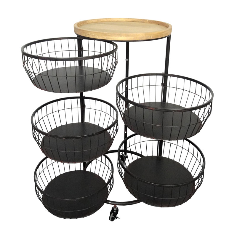 VIP Metal 32 in. Black Rolling Wire Frame Organizer
