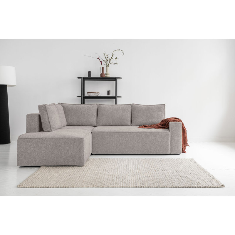 Brave Dave 6 Seater Corner Sofa Bed Chenille, Salt/Pepper