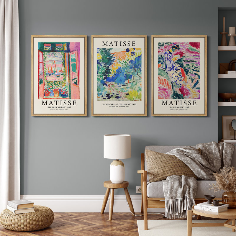 Classical Artwork Colorful Abstract Still Life Henri Matisse Modern Pictures Framed Canvas 3 Pieces Set Print Wall Art