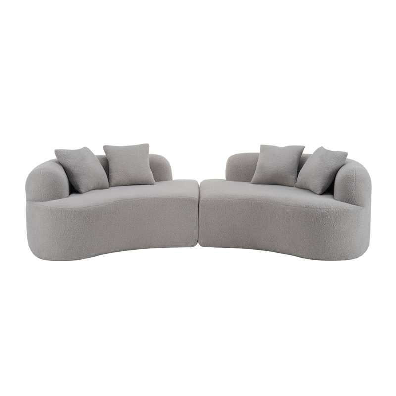Curved Four Seater Full Compression Sponge Sofa, Gray