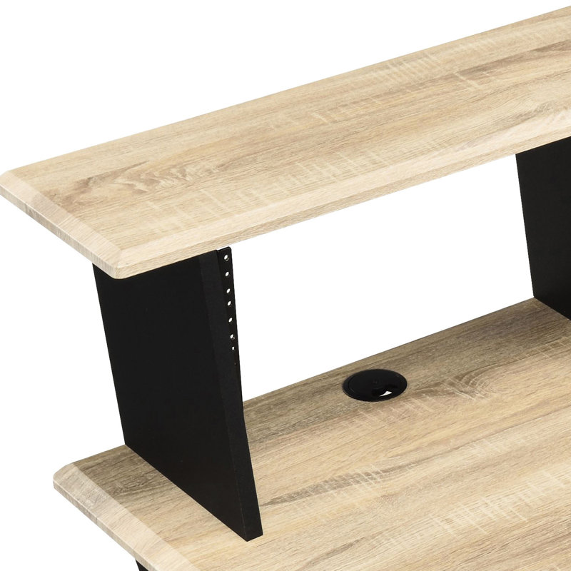 Pupitre rectangulaire avec support pour écouteurs, deux câbles et base traîneau pour les musiciens et les amateurs de rangement de clavier d'ordinateur.