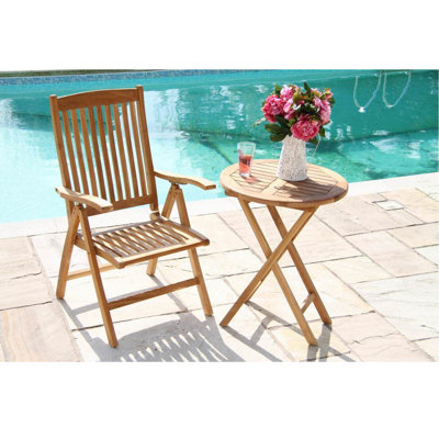 Kaira Teak Wood Patio Dining Set with Round Table