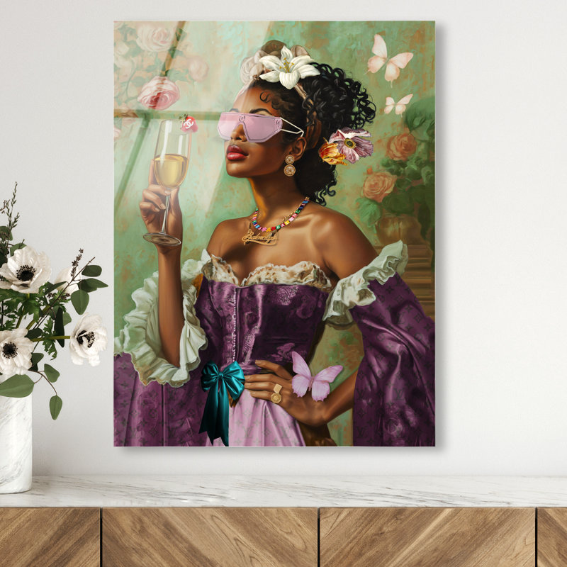 French Queen Elle Canvas Fashion Print by Oliver Gal, 46"H x 37"W, White Frame