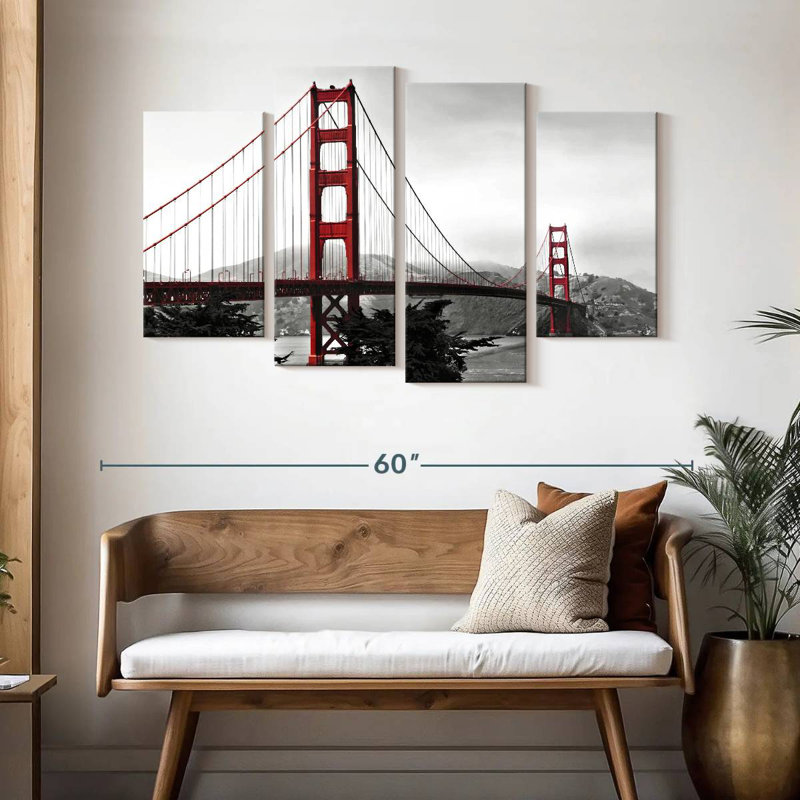 Pont du Golden Gate rouge vif, H 32 po x l 52 po