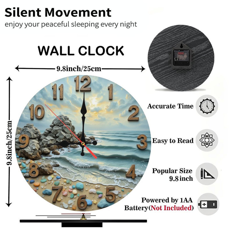 Horloge murale coucher de soleil océan