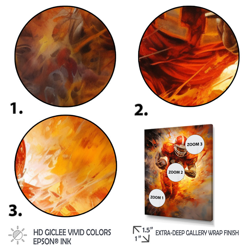 Orange Football Energy Burst I - imprimé, Cadre photo noir, H 32 po x l 24 po x P 1 po