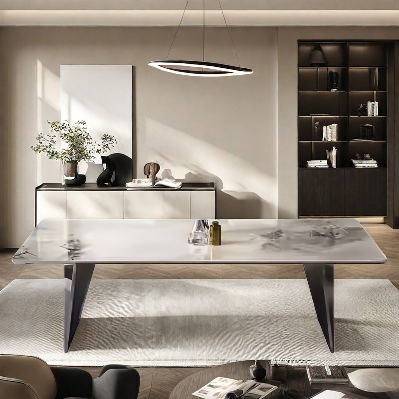 Minimalist light luxury dining table, 29.5"H x 86.6"L x 39.3"W