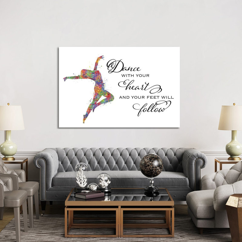 Lyrical Dance Quote Heart Follow by Genefy Art - Wrapped Canvas Print, 152.5 cm H x 101.5 cm W