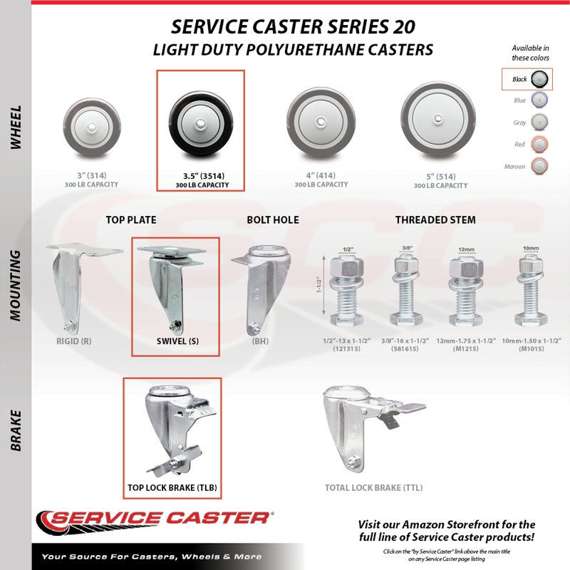 Polyurethane Caster, Black