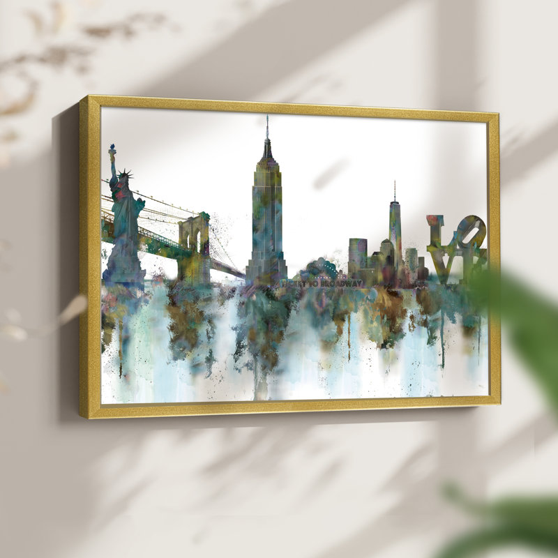 NY Skyline -Framed Print - Restickable, 8" H x 10" W