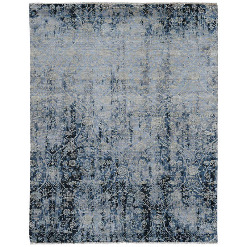 Pearl Floral Area Rug in Blue, Rectangle 2' x 3'
