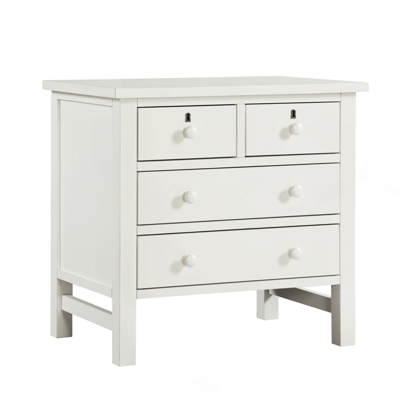 4-Drawer Storage Nightstand, Antique White