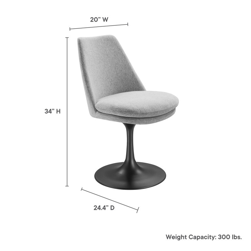 Chaise pivotante rembourrée Lippa, Tissu gris clair, H 30 cm x l 20 cm