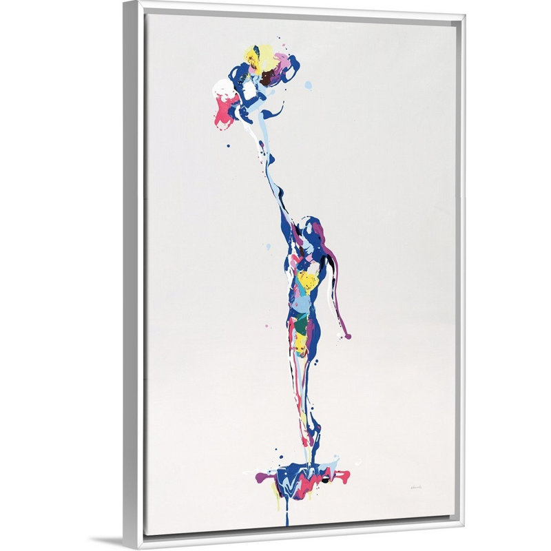 « rites away », peinture sur toile, H 19,7 po x l 13,7 po x P 1,75 po, Cadre flottant blanc