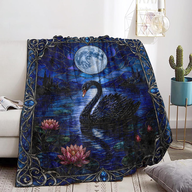 Couverture en flanelle Swan Blanket Moonlight Colorful Glass Lake, 76 x 102 cm, L 7,87 po x l 9,84 po