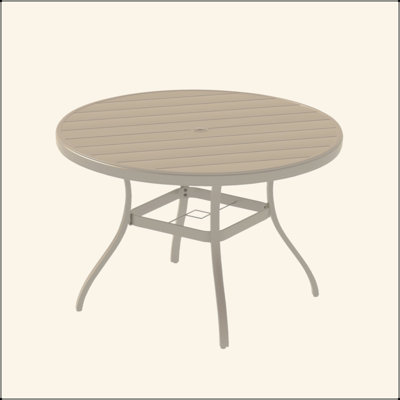  Table de salle à manger 40,6 "ronde pour toutes les saisons pour 4 à 6 personnes, en métal antirouille avec trou de parasol réglable pour le jardin, la terrasse, la piscine et la cour