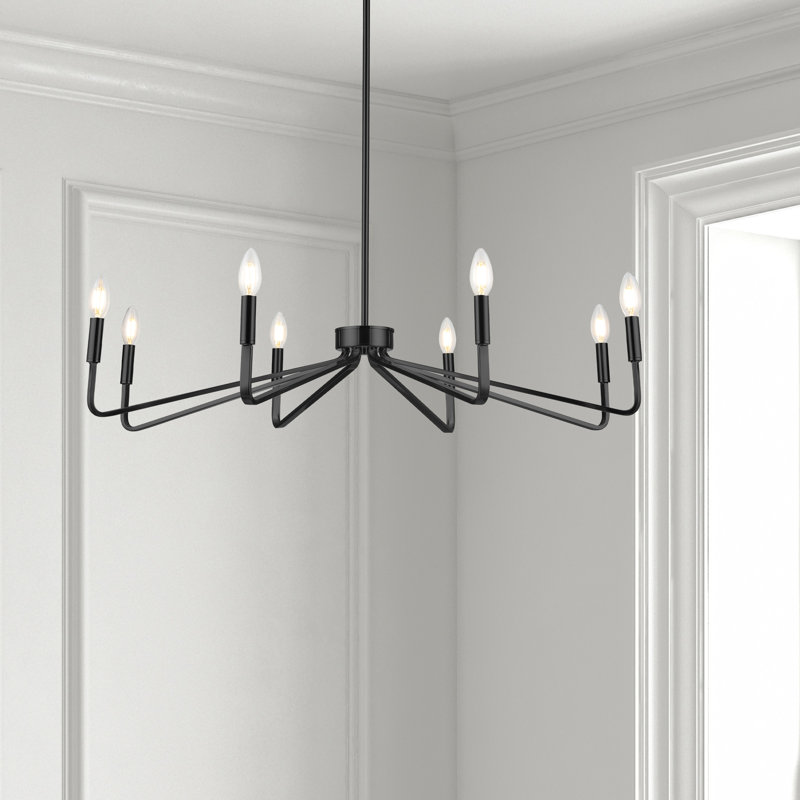 Lustre incandescent 8 lumières Robertsdale, noir mat, Noir mat