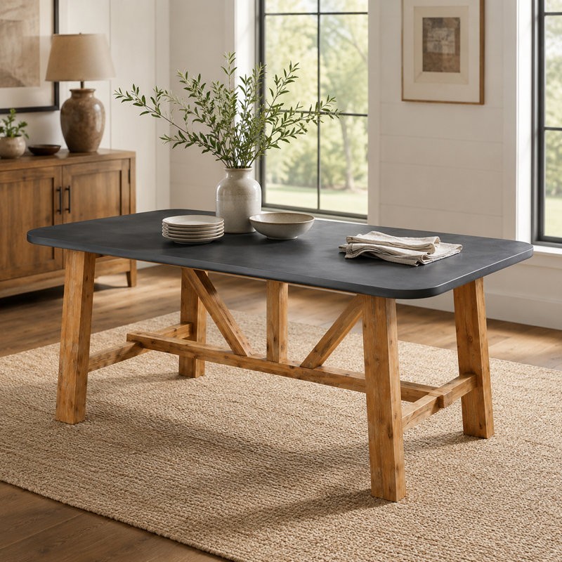 Table de salle à manger rectangulaire en fibre de béton 70,9 po Modern