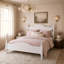 Cadre de lit plateforme en bois grand format, lit plateforme de style rétro avec support en lattes de bois, blanc-133452855-133452853