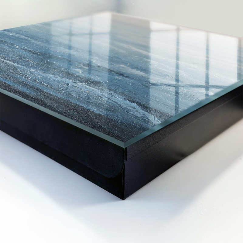 Wall mounted key box, Opens to the left, 30x30x5, Black, Calm sea, shades of blue, light breeze, 