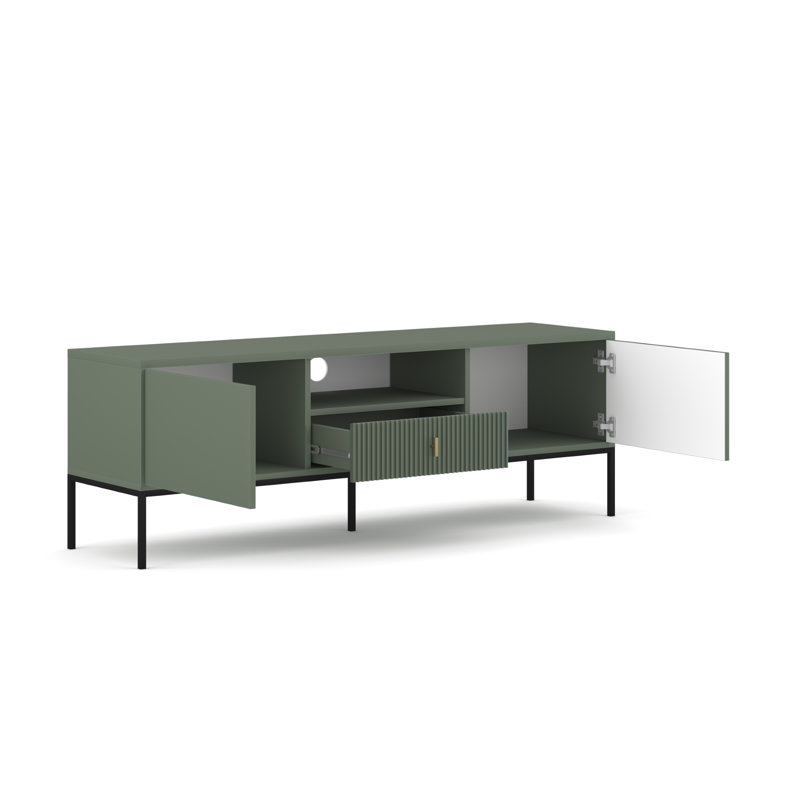 TV Stand for TVs up to 65", Black/Smoke Green