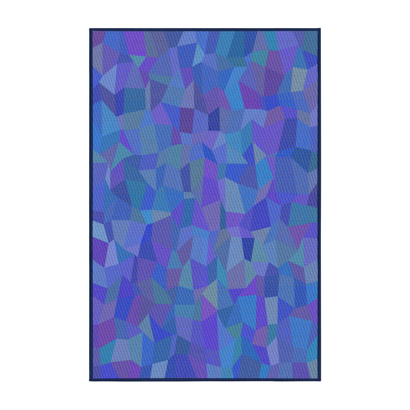 Tapis à motif abstrait bleu et rose, Rectangle 8 pi x 12 pi