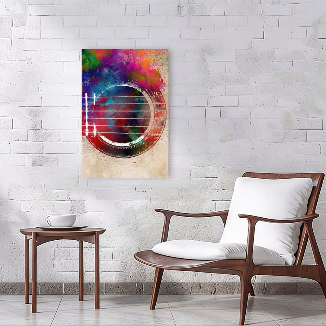 Vibrant Watercolor Guitar Abstract Contemporary Wall Art Print