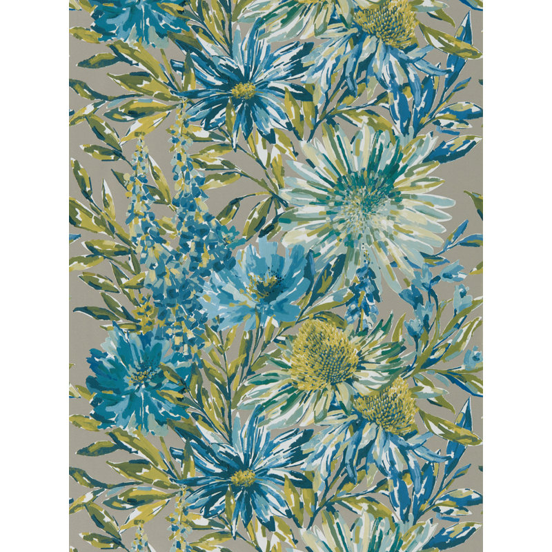 Floreale Wallpaper, Cornflower/Gilver