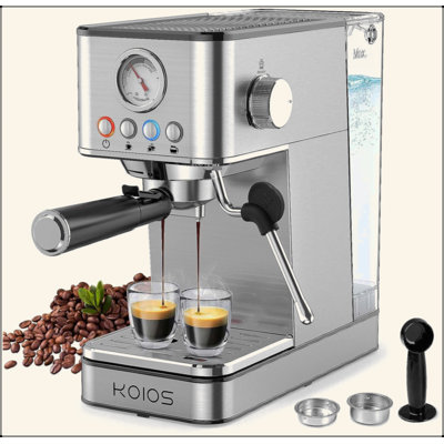KOIOS Espresso Machines, 20 Bar Semi-Automatic Espresso Maker With Foaming Steam Wand, 1200W Stainless Steel Espresso Coffee Maker For Home, 58Oz Removable Water Tank, PID Control System