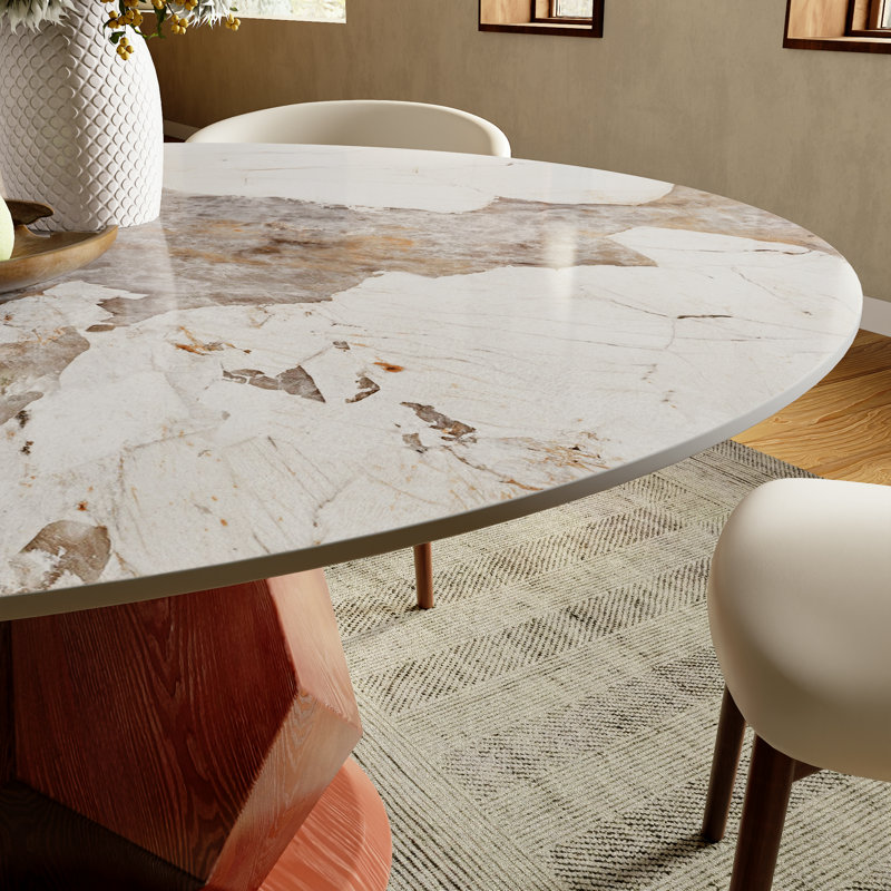 Table de salle à manger Mid-Century, Sable chaud, H 29,52 po x L 59 po x l 59 po