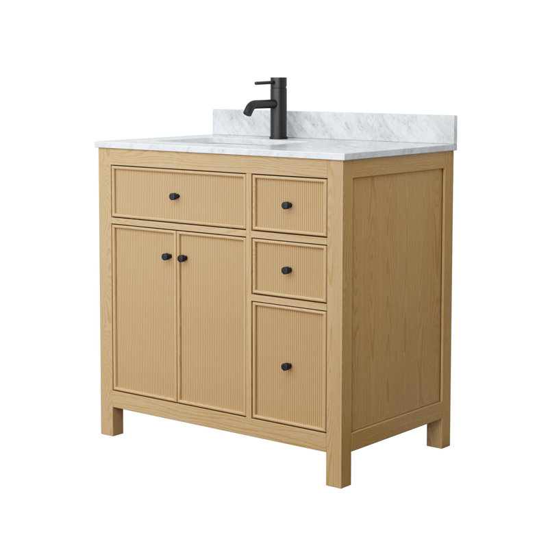 Pendry 36" Freestanding Single Bathroom Vanity with Marble Top, Matte Black