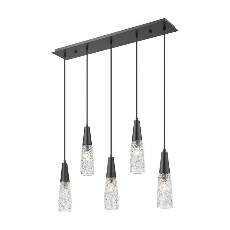 Godbee - Luminaire suspendu pour îlot de cuisine 5 lumières 33 po, Noir mat