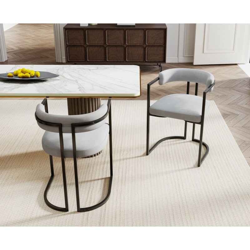 Upholstered Dining Chairs with Backrest Arms and Thick Cushion, Sturdy Steel Frame Kitchen Island for Dining and Living Room