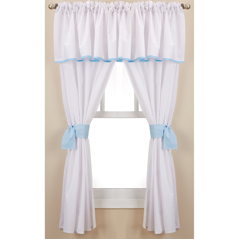 Paire de rideaux transparents avec passe-tringle Vilray, Blanc/bleu