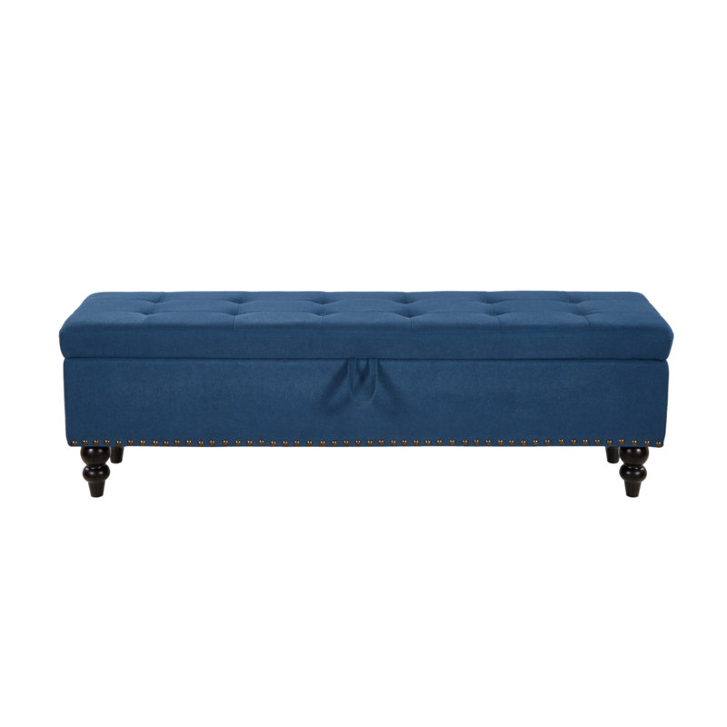 Banc de lit 59 po avec rangement bleu, Blue