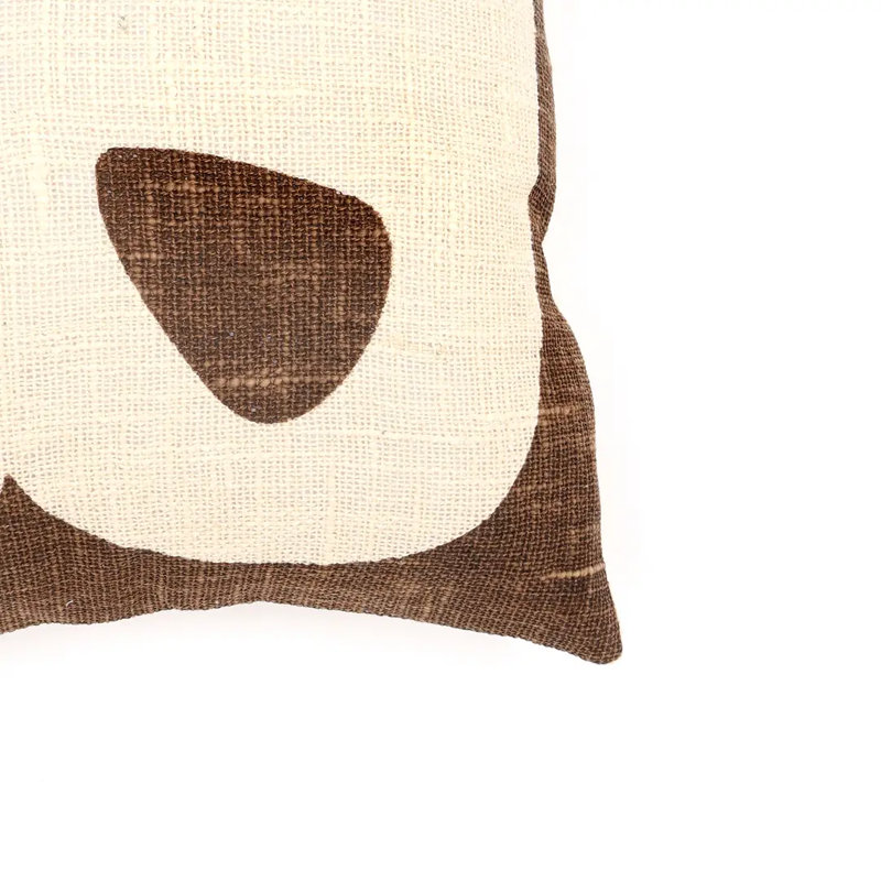 Coussin décoratif | Coussin en coton à imprimé abstrait brun | 18 po x 18 po, Brun