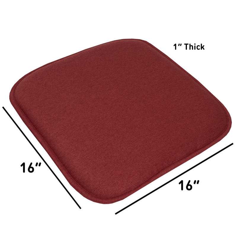Charlotte Jacquard Memory Foam No Slip Back 16" x 16" Chair Pad Cushion, Wine, 2-Pack