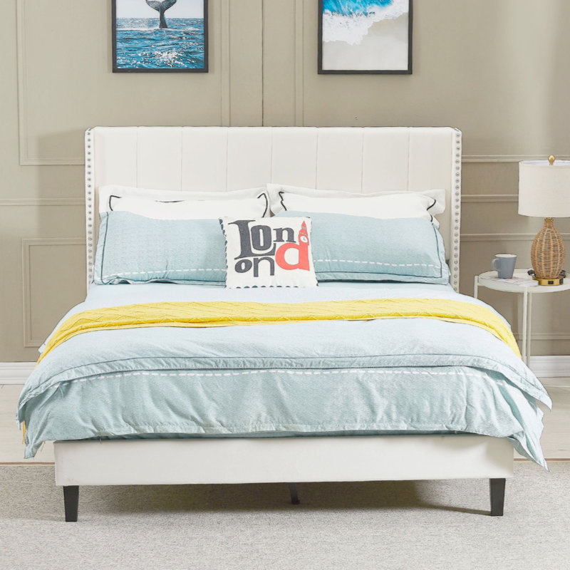 Janaila Tufted Upholstered Platform Bed, Black, Queen