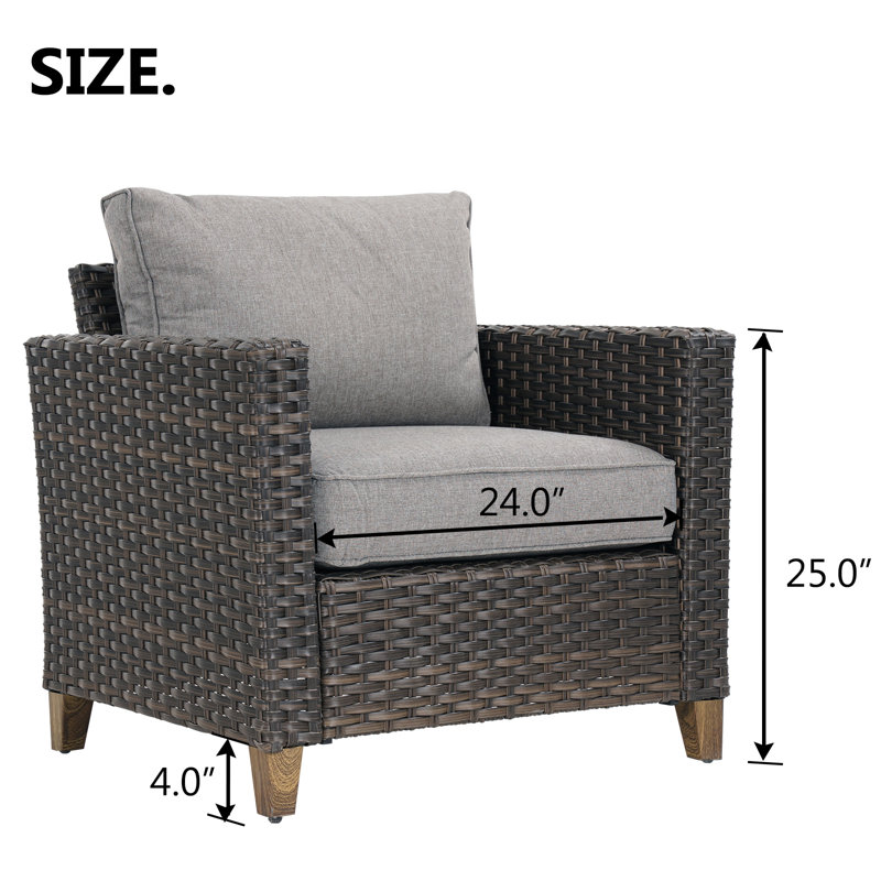 Chaise de patio Umeh Melbourne en osier avec coussins amovibles