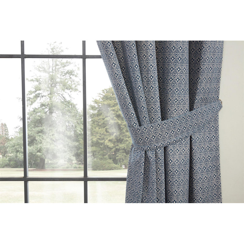 Wilks Semi Sheer Curtain Pair, 117 W x 137 D cm, Navy