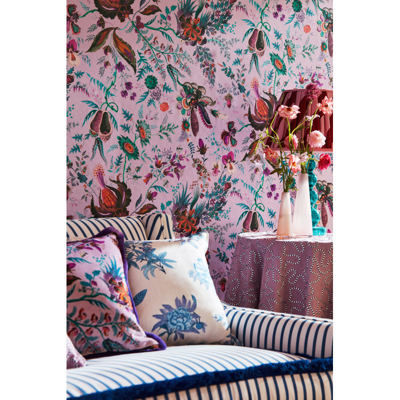 Woodland Floral Fabric, Lapis/Amethyst/Pearl