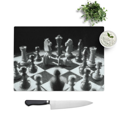 Tempered Glass Chess Checkmate Chopping Board