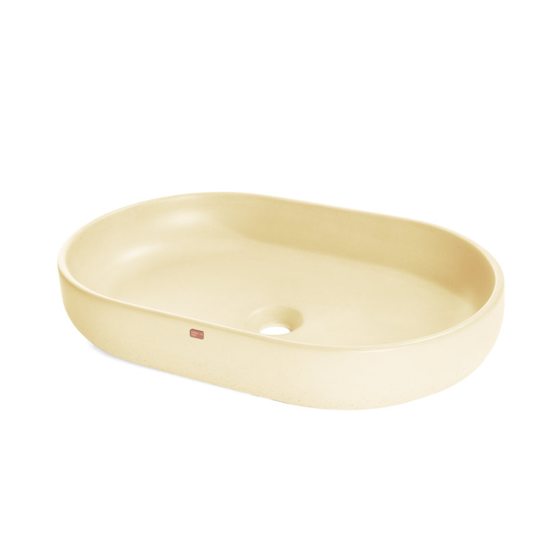 Konkretus Fladd 14.5'' Concrete Oval Bathroom Sink, Dune Yellow